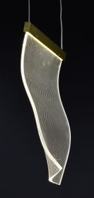 Люстра світлодіодна підвісна LED світильник для квартири на стелю лед 26907 Латунь 45-200х5х30 см.