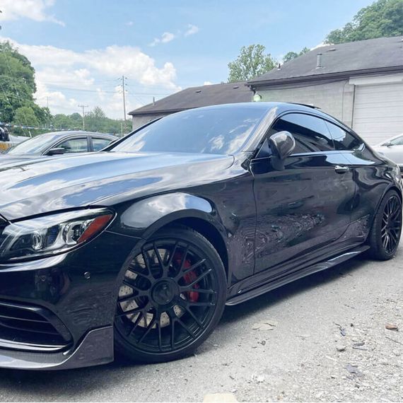 Бокові пороги V4 (для C43/C63 AMG 2015-2019, Карбон) для Mercedes C-сlass W205 рр | Зображення 1