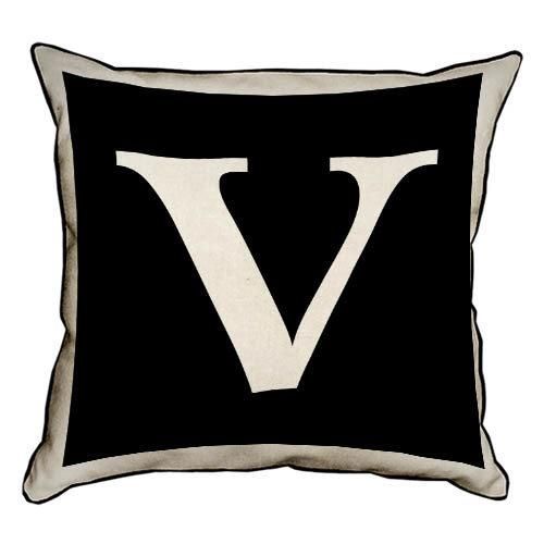 Подушка с мешковины Английская буква V 45x45 см (45PHB_ABC044_WH)