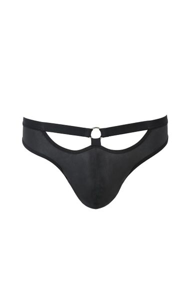 Мужские слипы с вырезами Passion 041 SLIP JOE S/M Black, экокожа, открытые ягодицы sexstyle | Зображення 2