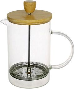 Френч-прес скляний "Rauma" 800мл зі скляною колбою та дерев'яною кришкою