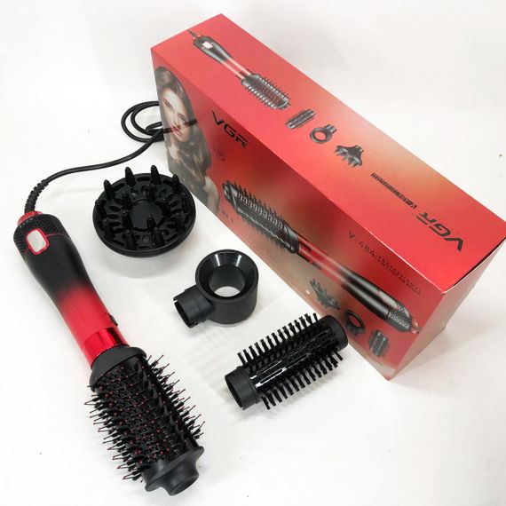 Фен-щітка стайлер VGR V-484 4 в 1. Колір: червоний | Зображення 4