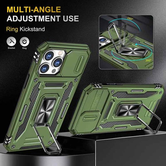 Ударостійкий чохол Camshield Army Ring для Apple iPhone 12 Pro / 12 (6.1") Оливковий / Army Green | Зображення 3