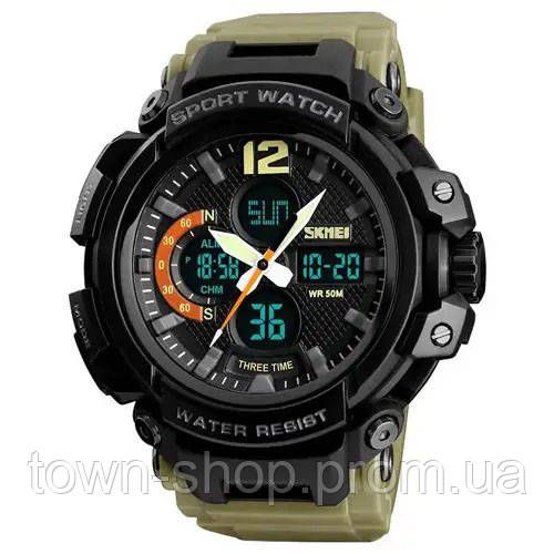 Часы наручные мужские SKMEI 1343KH KHAKI, водостойкие тактические часы. Цвет: хаки | Зображення 1