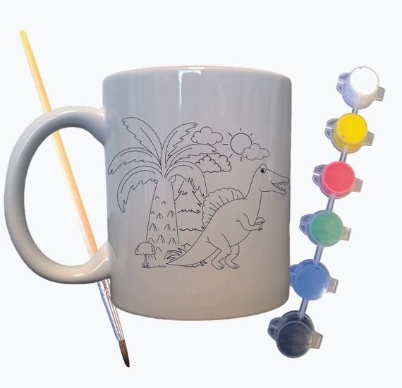 Набір для творчості кружка розмальовка Динозаври 330 мл біла