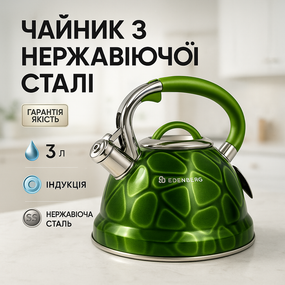 Чайник для газовой плиты 3 л литра Edenberg, Чайник из нержавеющей стали с пищалкой UK-23