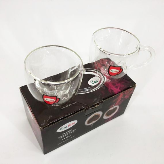 Набір скляних чашок із подвійними стінками (серце) Con Brio СВ-8908-2, 2шт, 80 мл | Зображення 7