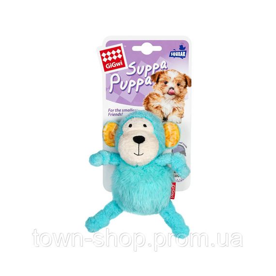 Игрушка для собак Обезьянка с мячиком внутри GiGwi Suppa Puppa, текстиль, термопластическая резина, 11 см | Зображення 1