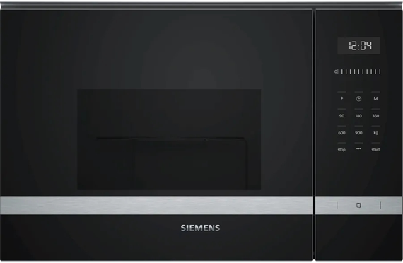 Мікрохвильова піч Siemens вбудована, 25л, електр. керув., 900Вт, гриль, дисплей, нержавіюча сталь (BE555LMS0)