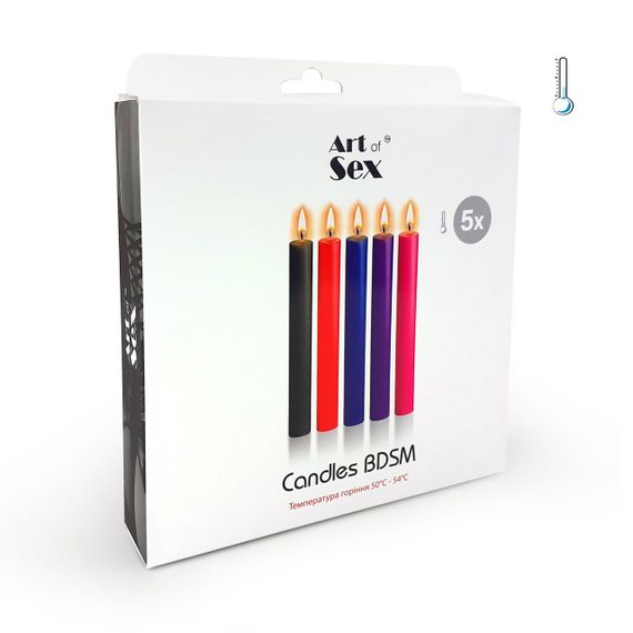 Набір воскових свічок Art of Sex Thin 10 см (5 шт), низькотемпературні, тонкі | Зображення 1