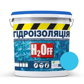 Гідроізоляція універсальна акрилова фарба мастика H2Off Блакитна 1,2 кг