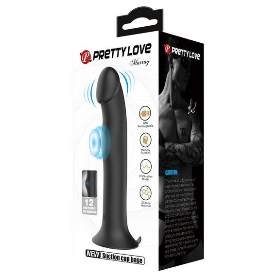 Реалістичний вібратор на присосці Pretty Love Murray з пульсацією, чорний, 19 х 3.8 см Sex Aura | Зображення 5