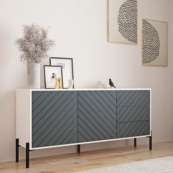 Комод з чорними металевими ніжками LION Амарант 168x40x76,5 см Бетон Style/Графітовий (LION-041884) | Зображення 4