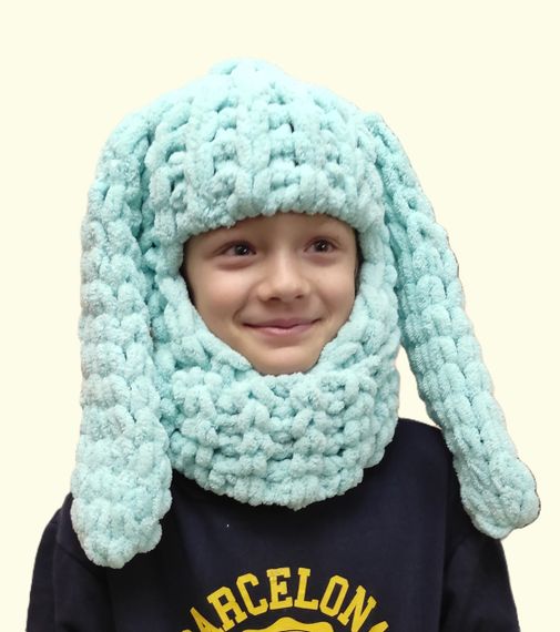 Балаклава колір 19 плюшева з вушками зайчика puffy