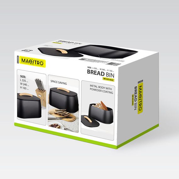 Хлебница Maestro МR-1675 Black 16.5х24х33.5 см черный | Зображення 4