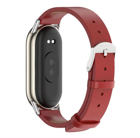 Шкіряний ремінець Mijobs для фітнес браслета Xiaomi Mi Smart Band 8 - Red&Silver | Зображення 2