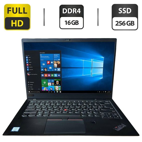 Ультрабук Б-класс Lenovo ThinkPad X1 Carbon 6th Gen / 14" (1920x1080) IPS Touch / Intel Core i7-8650U (4 (8) ядра по 1.9 - 4.2 GHz) / 16 GB DDR4 / 256 GB SSD / Intel UHD Graphics 620 / WebCam б/у