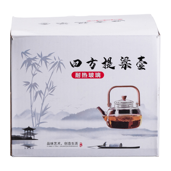 Заварник скляний для чаю 0.8 л Заварний чайник для заварювання з дерев'яною ручкою чорний HP-34-37 | Зображення 5