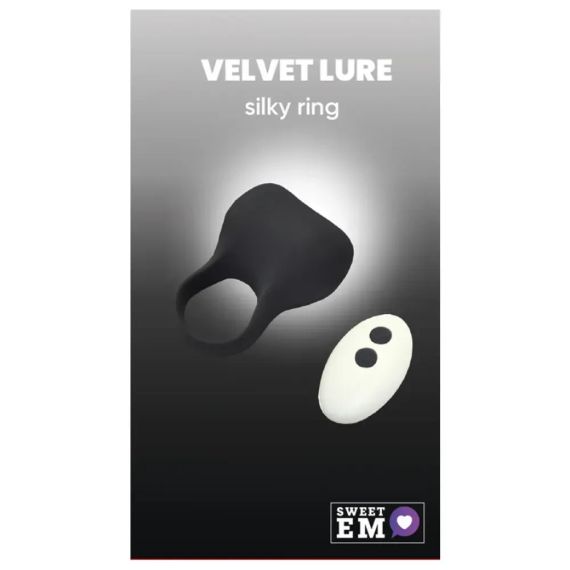 Эрекционное виброкольцо Sweet Em Silky Ring с пультом, чёрное, 7.6 х 5.7 см sexstyle