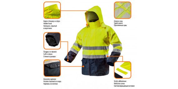 Куртка рабочая NEO повышенной видимости, Oxford 300D,  желтая, р. XXXL (81-720-XXXL) | Зображення 1