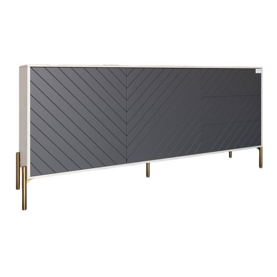 Комод з золотими металевими ніжками LION Амарант 168x40x76,5 см Бетон Style/Графітовий (LION-041939) | Зображення 1