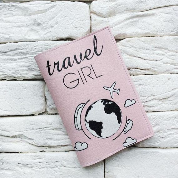 Обложка для паспорта Travel girl (розовый)