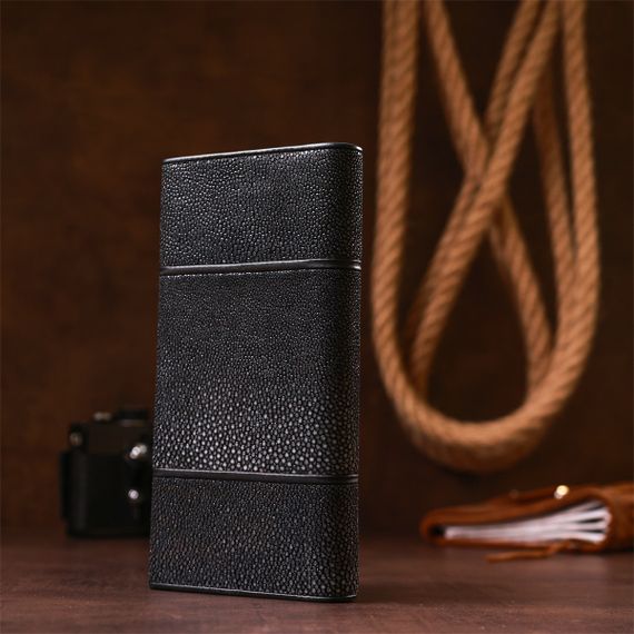 Кошелек женский STINGRAY LEATHER 18113 из натуральной кожи морского ската Черный | Зображення 6