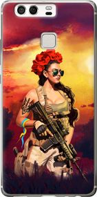 Чехол на Huawei P9 Украинка с оружием "5316u-347-17620"