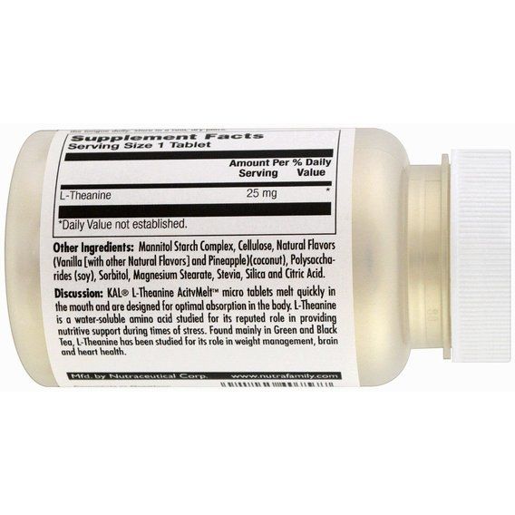 Теанін KAL L-Theanine ActivMelt Pineapple Dream 25 mg 120 Micro Tablets CAL-40757 | Зображення 1