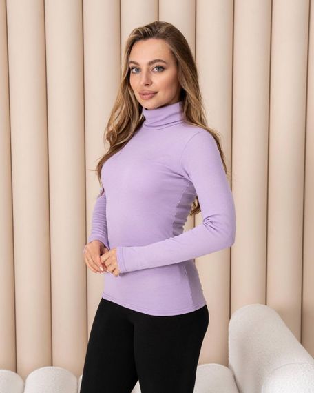 Женская теплая водолазка-гольф полушерсть на термо флисе цвет сиреневый размер 50 DM09.09