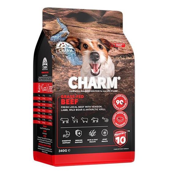 Сухий беззерновий холістик корм Charm Grass-Fed Beef Чарм бичків вигодуваних на траві для собак 0.34 кг.