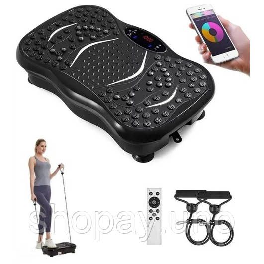 Фитнес вибропластура с Bluetooth, 99 уровней, 5 программ, эспандеры, 150 кг, 52×32×13.5 см | Зображення 4