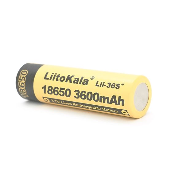 Акумулятор 18650 Li-Ion LiitoKala Lii-36S+, 3600mAh, 3.7V (2.75-4.2V), 65.5mm x 18.5mm, , Black/Yelow | Зображення 2