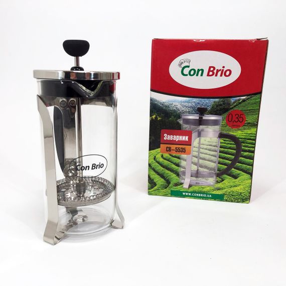 Заварник 350 мл скло + нержавіюча сталь Con Brio CB-5535, Чайник для заварювання трав гарний | Зображення 2