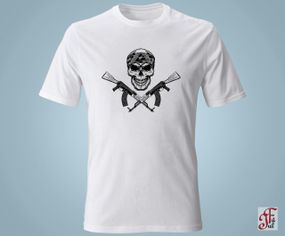 Футболка з принтом   Череп в бандані з автоматами.