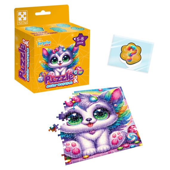 Дитячі пазли з сюрпризом "Кошеня з крилами" VT 8030-11, 180 деталей | Зображення 1