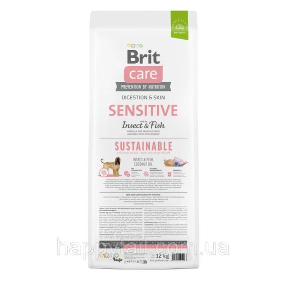 Экологичный корм Brit Care Sustainable Sensitive для собак с чувствительным пищеварением, рыба и насекомые, 12 кг | Зображення 2