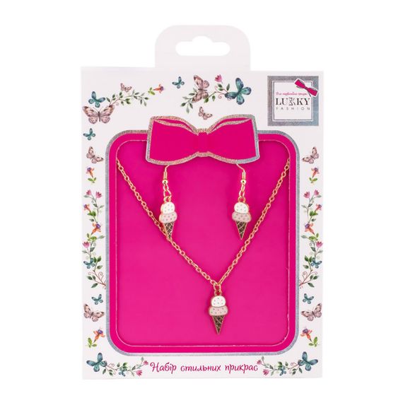 Бижутерия детская 2 в 1 Ice-Cream Fashion T24607 серьги + подвеска