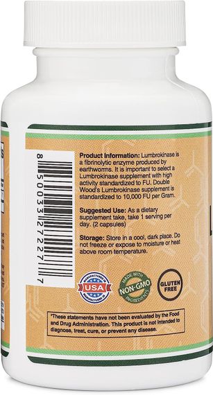 Люмброкиназа Double Wood Supplements Lumbrokinase 150 mg 120 capsules | Зображення 2