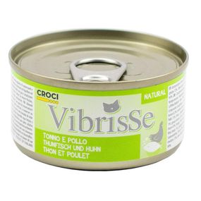 Блок консервованого корму для котів з тунцем і куркою в соусі Croci Vibrisse 24*70 г