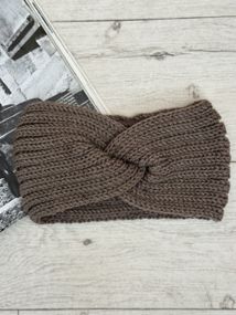 Пов'язка на голову в'язана тепла Сіро-Коричневий 55-58р  One Size (3122)