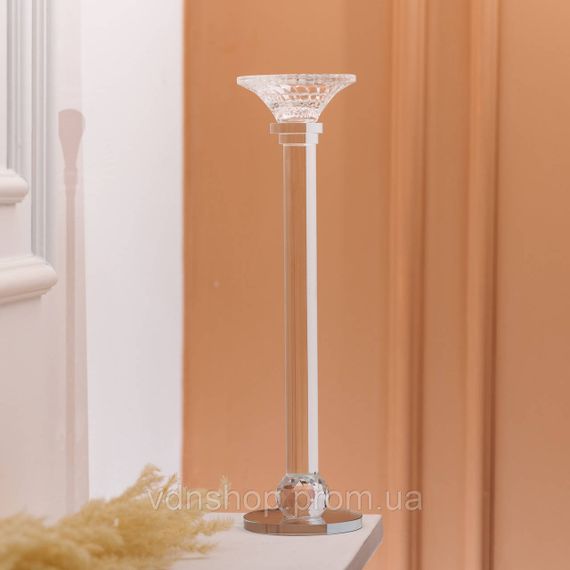 Підсвічник скляний на тонкій ніжці 9×29 см прозорий декоративний підсвічник на стіл HP-4-7S | Зображення 3