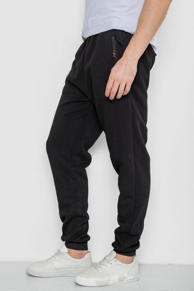 Спорт чоловічі штани на флісі, колір чорний, 244R41309 | Зображення 2