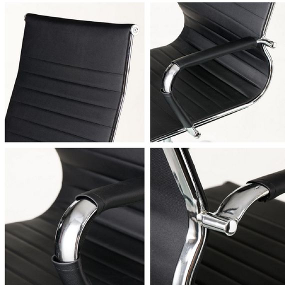 Супертонкое офисное кресло для персонала SOLANO 6 (Солано) Artleather BLACK в черном кожзаменителе | Зображення 4
