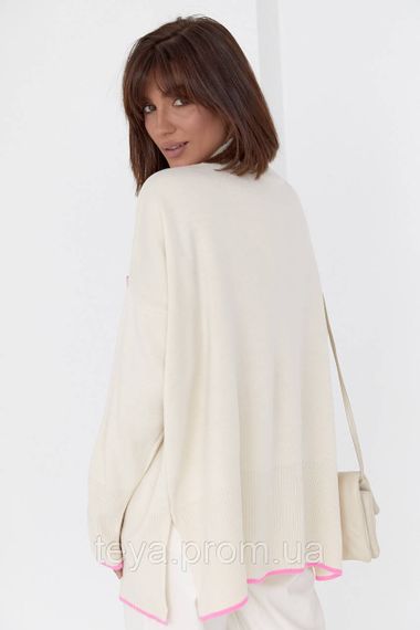 Женская кофта oversize с карманом на груди цвет кремовый размер S FL_000613 | Зображення 1