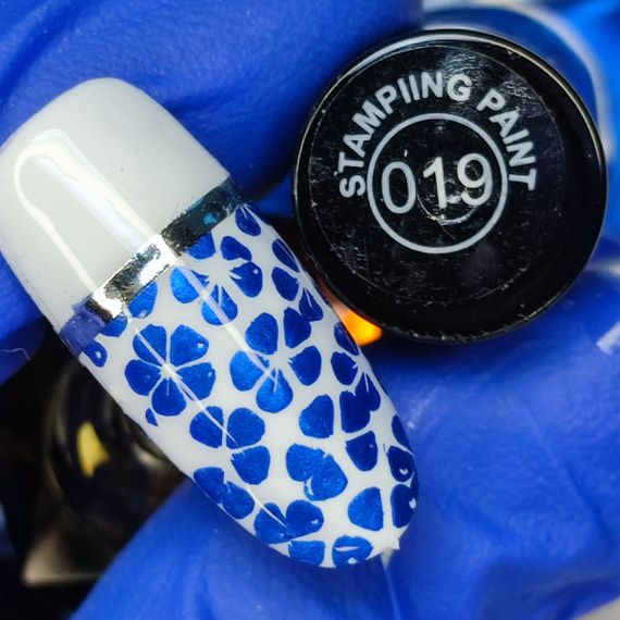 Лак-краска Designer №19 (Сапфировая с блестками) Stamping Paint 9 мл | Зображення 1