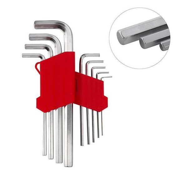 Набір ключів Г-подібних шестигранних подовжених 9 од., 1.5-10 мм, Cr-V INTERTOOL HT-0602