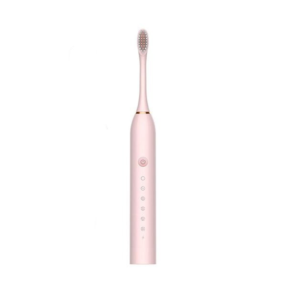 Рожева Електрична зубна щітка Sonic Toothbrush Х-3 ультразвукова акумуляторна 4 змінні насадки в комплекті