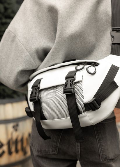 Большая женская поясная сумка бананка Sambag DynamicDart белая 38×21×7 см (80411008) | Зображення 2