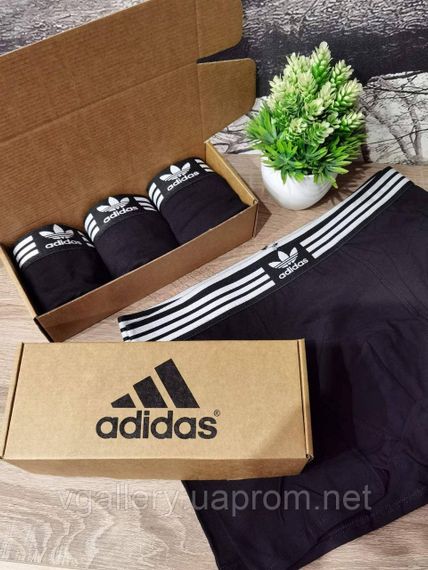 Чорні чоловічі труси Adidas, чоловічі чорні труси Адідас, Бавовняні труси Adidas Преміум'якості Л | Зображення 6